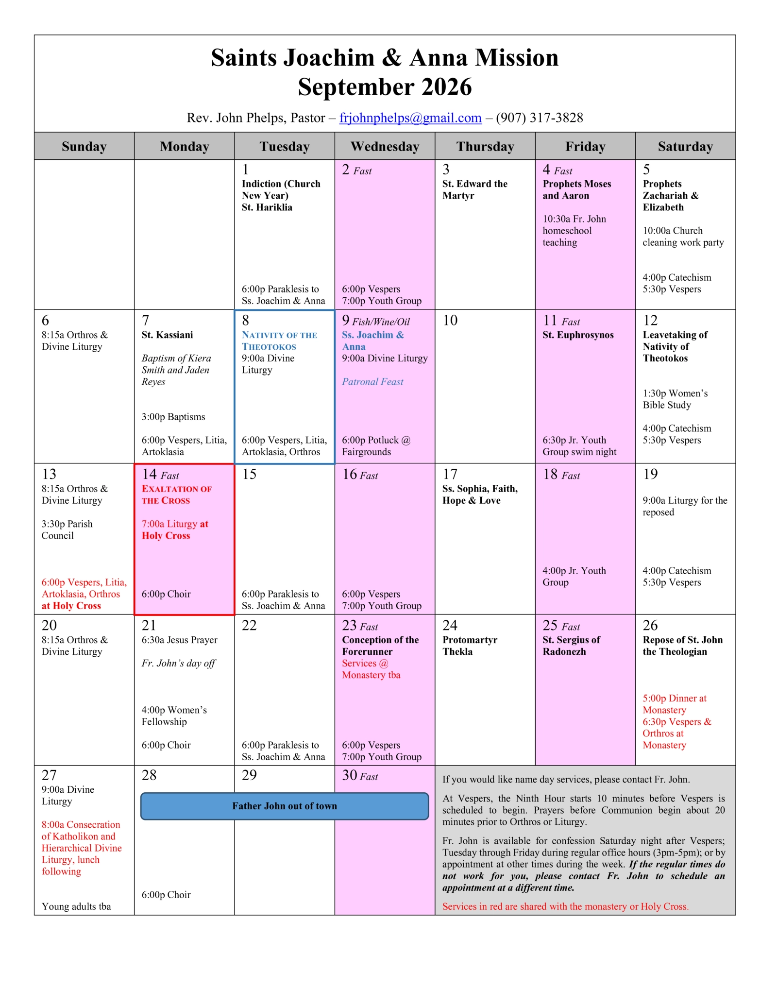 September 2026 calendar